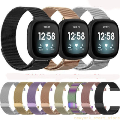 For Fitbit Sense 2 / Versa 4 Mesh Loop Watch Band Milanese Magnetic Metal Strap
