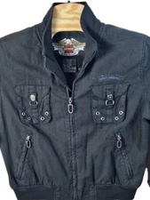 Women's Harley-Davidson Large Black Bomber Jacket Full Zip Riding Coat RN 103819