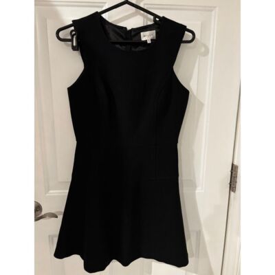 Milly Womens Black Chelsea Flared Dress Sz 6 New! Sleeveless Wool