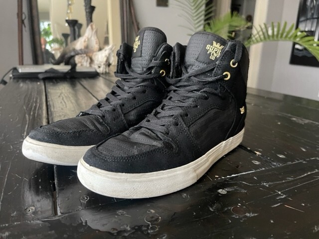 Supra Black/Gold Vaider High Top Shoes size 10 08206