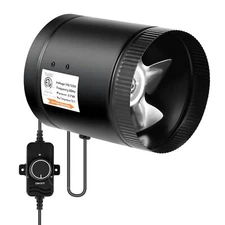 6" Inline Booster Duct Fan 275 CFM with Speed Controller for Basements Grow Tent