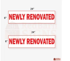 Newly Renovated 6"x24" REAL ESTATE RIDER SIGNS Double Sided 2PK  Visible Durable