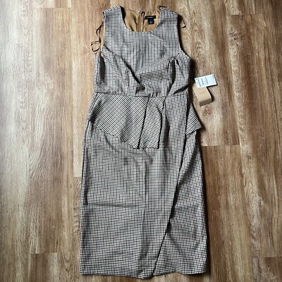 halogen short sleeve ruffle hem dress NWT Halogen Houndstooth Check Cap Sleeve Ruffle Hem Dress Size XS