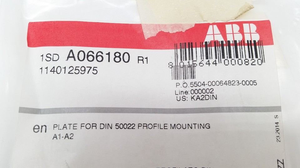ABB KA2DIN Plate for DIN 50022 Profile Mounting A1-A2 | eBay