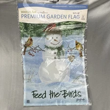 BreezeArt Studio M Snowman Bird feeder Premium Garden Flag 12.5" x 18" Christmas