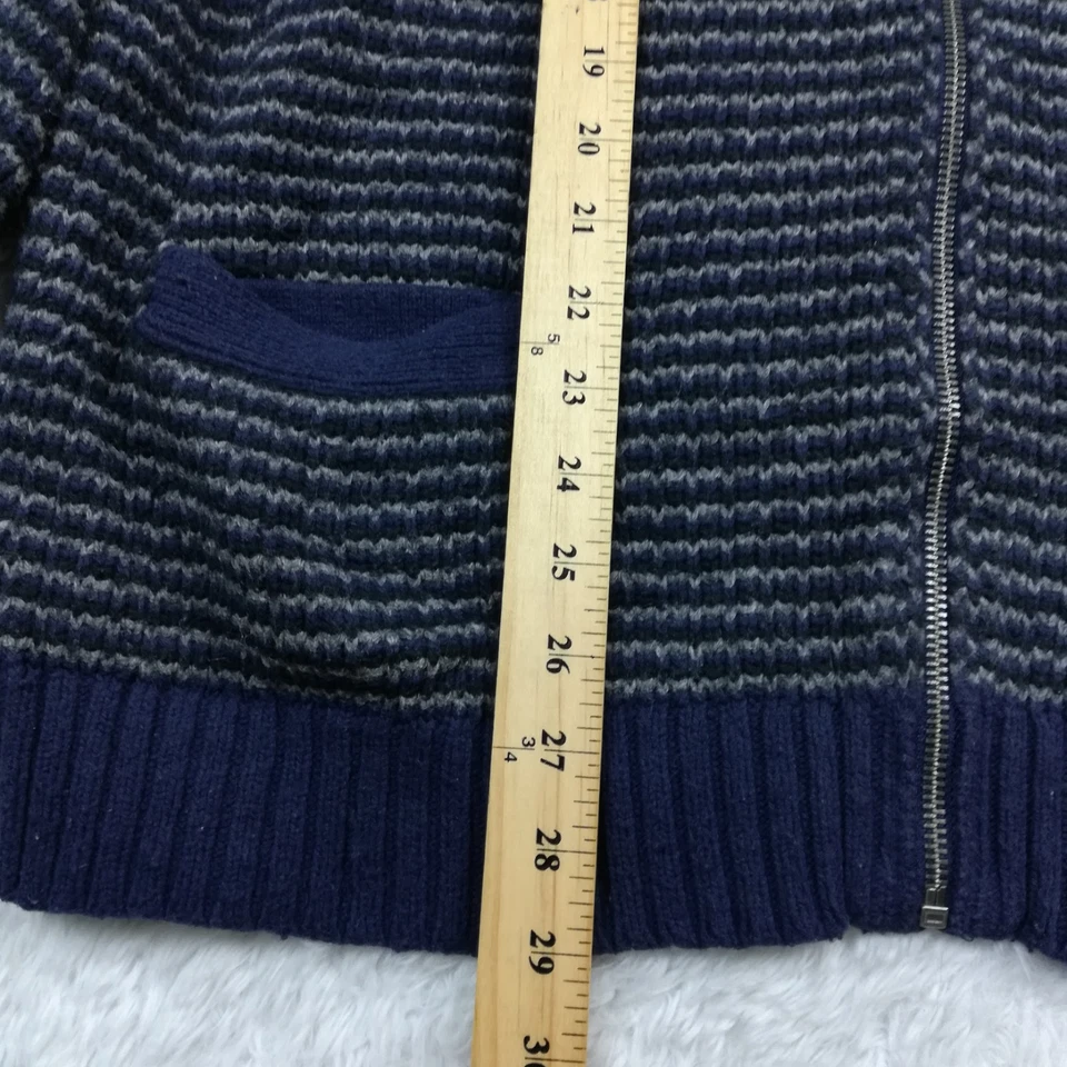 Merona Mens Cardigan Sweater Wool Blend Full Zip Navy Stripe Grandpacore XXL - Image 3 of 4