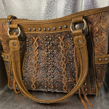 Amercian Bling Western Style Tooled Leather Conceal Carry Purse Buckle