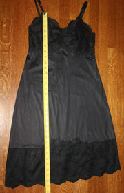 Vintage Vanity Fair Tricot Nylon black Full Slip Lace see through Detail trim 34