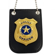 Police Badge with Chain and Belt Clip, Detective Role Play Costume Accessory, Go