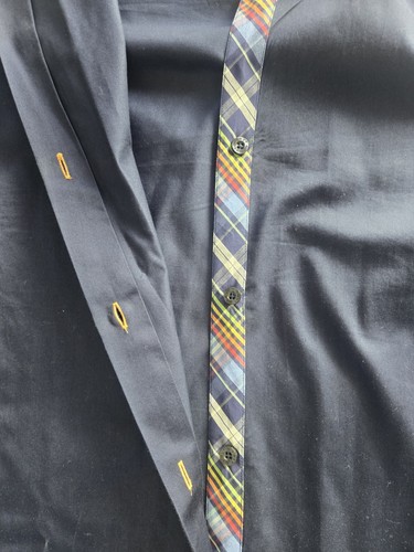 Envy Flip Cuffs Shirt Mens XXLarge Party Casual Royal Blue Rainbow Accents - Afbeelding 2 van 11
