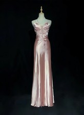Pink Luxury Prom Dresses Sequin Satin Spaghetti Strap Pleated Mermaid Graduation