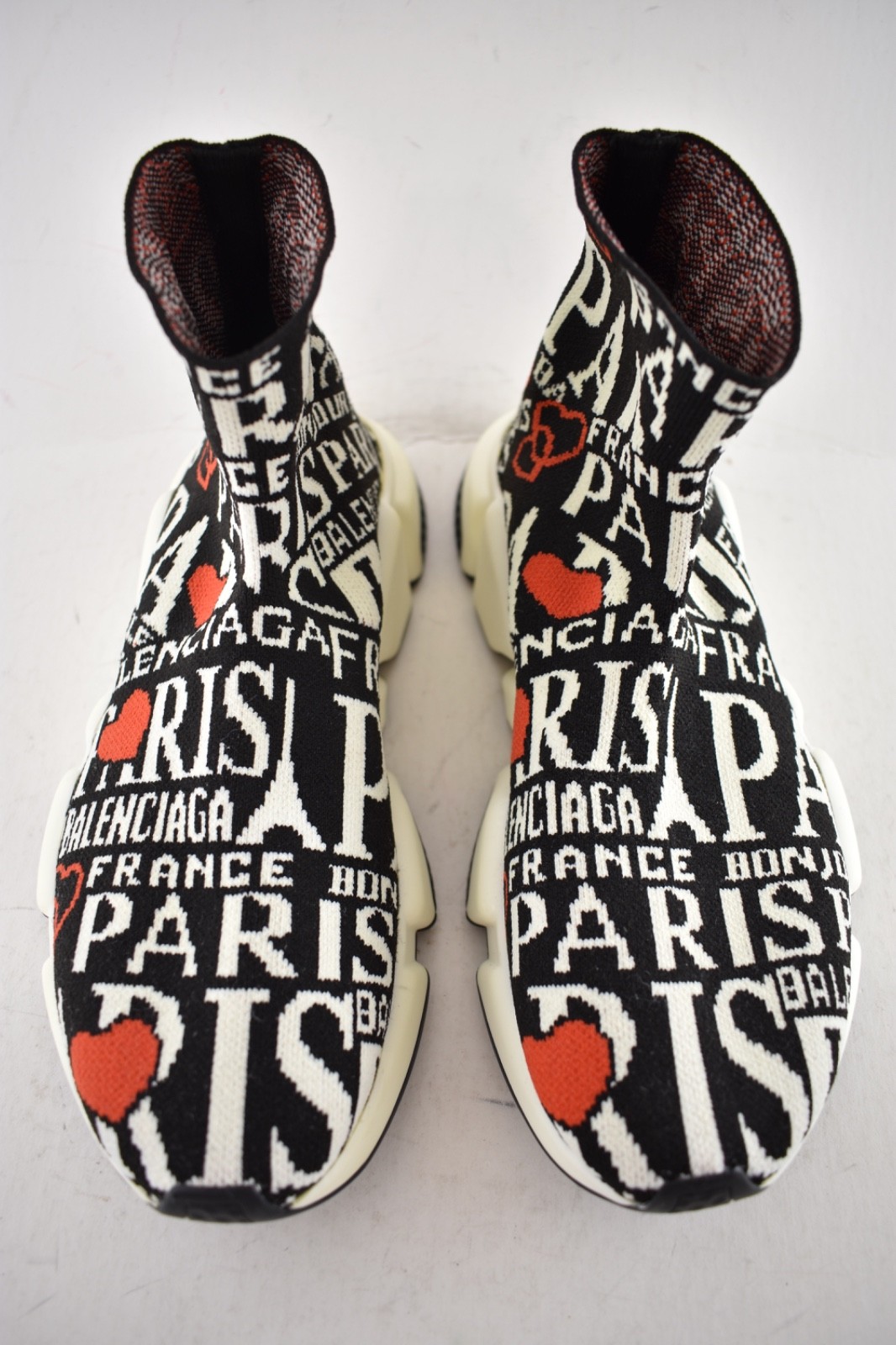 Balenciaga Women's Speed Sock Trainer White Black Red Paris Runner Sneakers 36 image 5