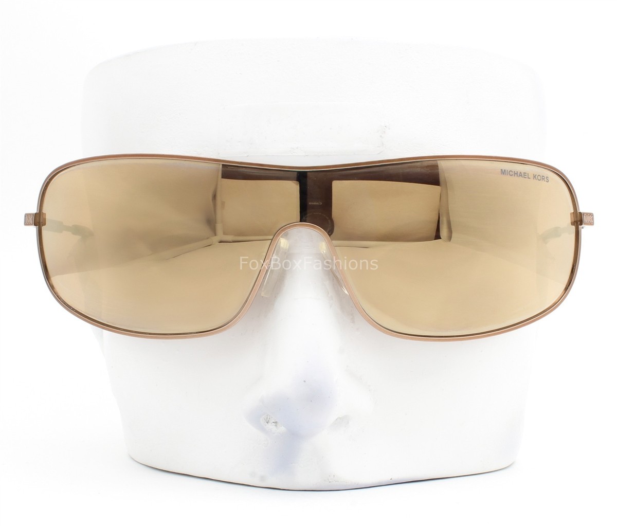ミミ Michael Kors Shield Aix Sunglasses Mink Brown Gold Mirror MK 1139