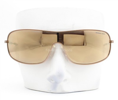 Michael Kors Shield Aix Sunglasses Mink Brown Gold Mirror MK 1139