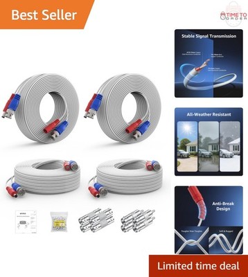 30M 100ft Coaxial Security Camera Cable Weatherproof Indoor Outdoor Use