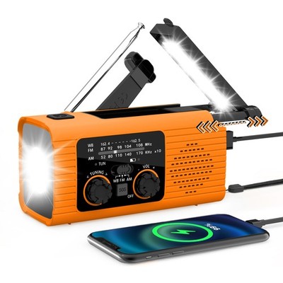 80000mAh Emergency Solar Hand Crank Weather Radio Power Bank AM/FM Charger Light