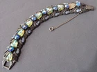 VTG FLORENZA Bracelet Molded Carnival AB Glass Silver Tone AS IS Missing Stones
