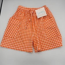 Serendipity by Shrimp and Grits Kids Orange Gingham Check Shorts Size L 7-8 NWT