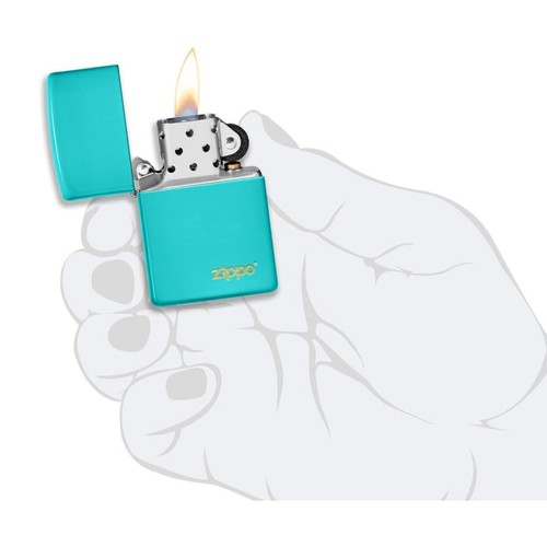 Zippo Lighter Founder Set Flat Turquoise Laser Engraving Windproof Refillable - Picture 4 of 4