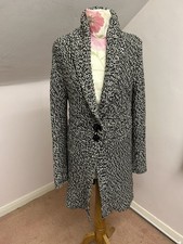 Kaliko knitted Black White Long Cardigan Size 16 Really Cosy  And Warm