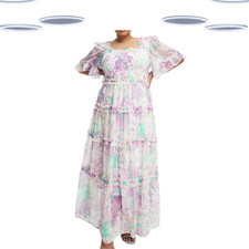 Ex Simply Be Women's Plus Size Short Sleeve Floral Tiered Maxi Dress - Multi