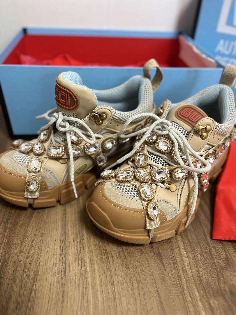 GUCCI スニーカー ブラック/サンドベージュ Gucci Beige/Black GG Coated Canvas/Rubber Low Top Sneakers Men's