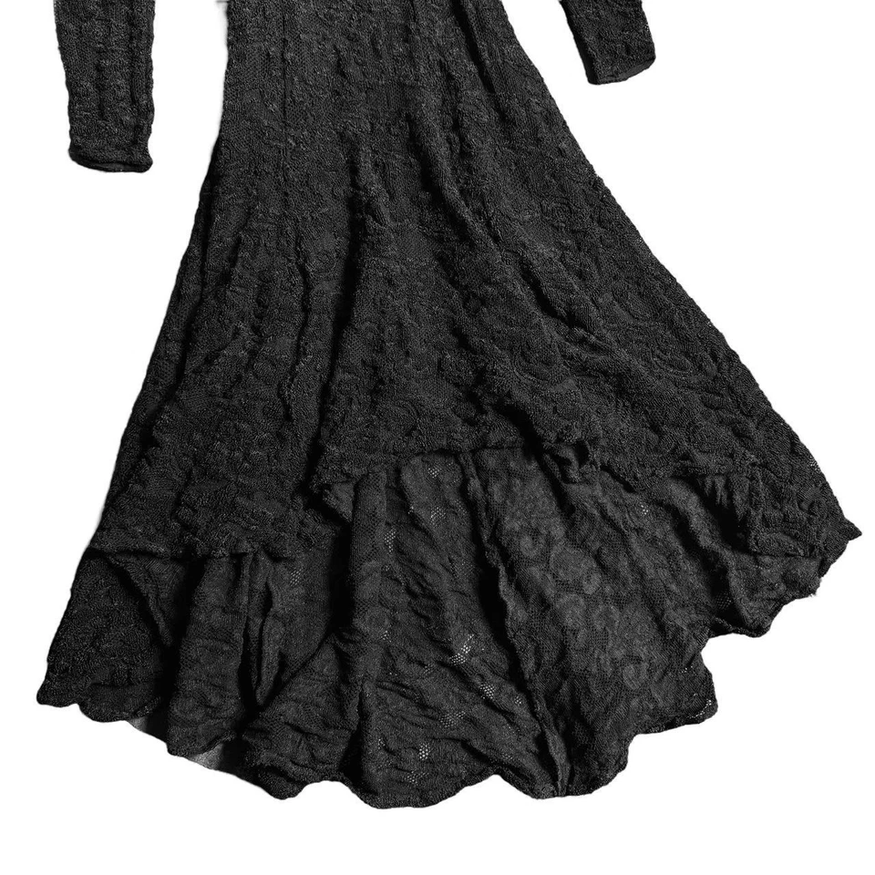 90s romantic Victorian goth black lace long sleeve maxi dress S - Image 3 of 4