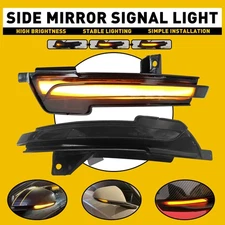 SMOKED Amber LED Sequential Blinker Side Mirror Signal Light For Mustang 15-23 H