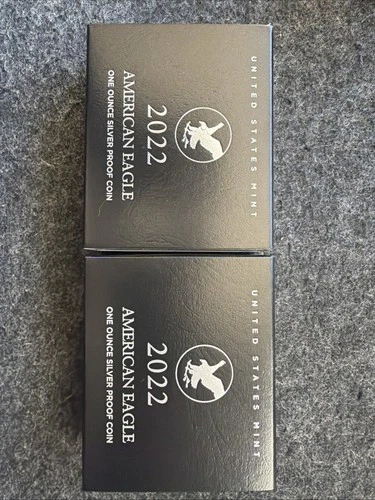 2022 W+S Proof American Silver Eagle One Ounce 22EA + 22EM 2 Coins