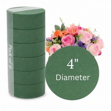 6 PCS Round Floral Foam Blocks 4" x 1.4" Wet Dry For Flower Arrangements