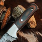 8.9" Damascus Bushcraft Knife Full Tang Micarta Handle Survival Leather Sheath — photo 3