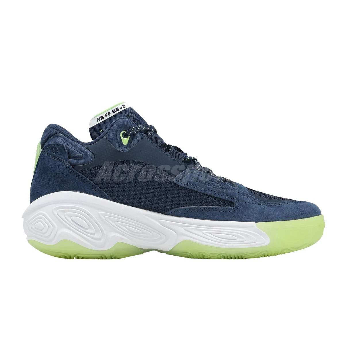 New Balance Fresh Foam BB V2 Azul Marino Blanqueado Lima Brillo Hombres Baloncesto BBFRSHC2-D