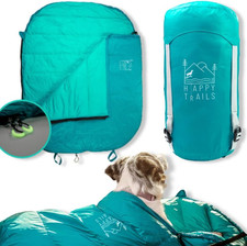 Glacial Blue Ultralight Dog Sleeping Bag with Packable Bed for Hiking, Camping a