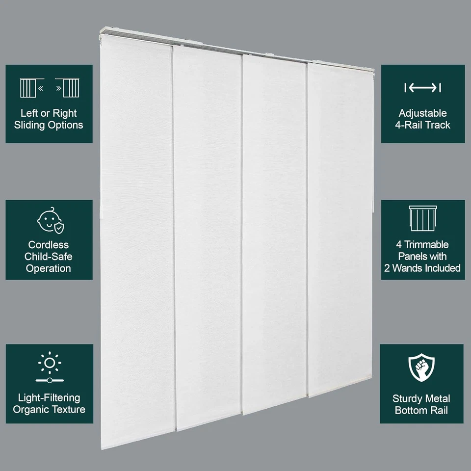 Persianas para puertas correderas, persianas verticales de vidrio correderas para puertas de patio, habitación dividida Foto 3 de 4