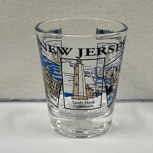 Souvenir Shot Glass New Jersey USS New Jersey The Jersey Shore Sandy Hook Light