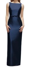 Alfred Sung Satin Twill Gown, belt With Bow Detail ,Sz 10R,New,midnight