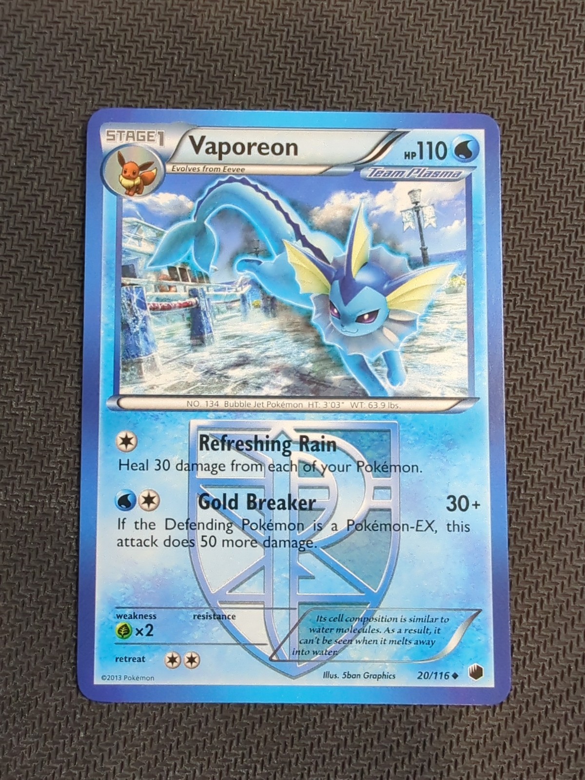 Vaporeon (Team Plasma) 20/116 Plasma Freeze Regular NM