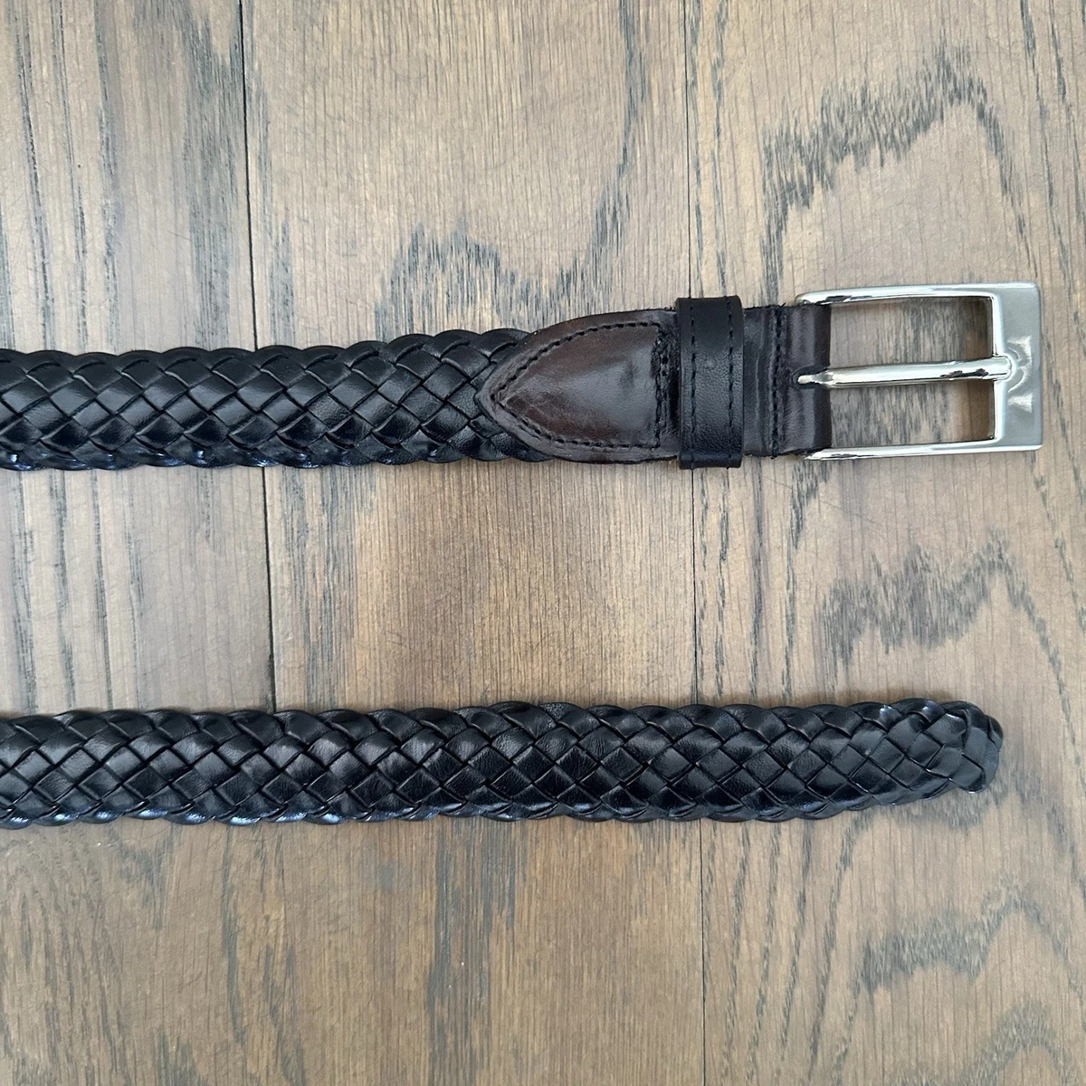 Vintage Cole Haan Braided Leather Belt with Round Covered Buckle Black 28 / S Cole Haan Black Belts for Women for sale | eBay main image 4