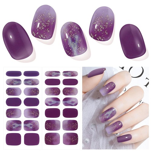 Semi Cured Gel Nail Strips 28Pcs Uv Gel Nail Stickers Work with Any UV Nail L...
