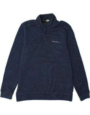 EDDIE BAUER Herren Sweatshirt Pullover mit Knopfleiste Large dunkelblau Polyester AN08