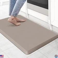 KitchenClouds Anti-Fatigue Kitchen Mat 17.3"x28" Waterproof Non-Slip Khaki Rug