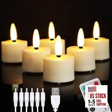 LED Rechargeable Tea Lights Candles with Remote, 6 Warm White+Charging cable