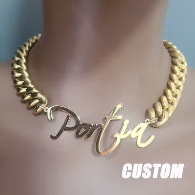 Custom Name 16mm Cuban Chain Extra Thick Jewelry Flashy Gold Silver Rose Gold