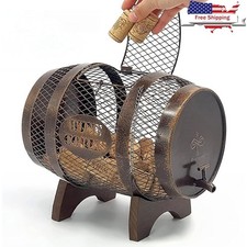 Rustic Metal Wine Cork Holder Barrel Unique Decorative Gift Wine Lovers New
