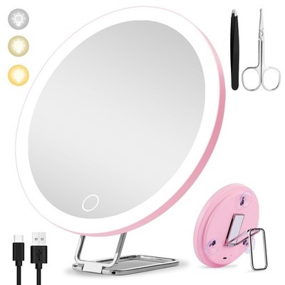 Large 6'' Lighted 30x Magnified Makeup Mirror with Suction Cups & Table Stand,...
