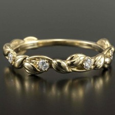 0.30Ct Round Cut White Diamond Eternity Wedding Ring Band 14K Yellow Gold Finish