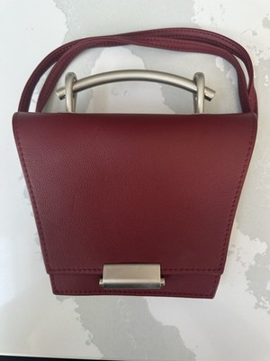 Olbrish leather cross body bag - Red with Brushed silver Handle/closure