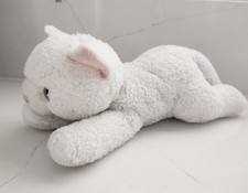 Aurora White Plush Kitty Cat 14" Pastel Pink Nose Ears Stuffed Animal