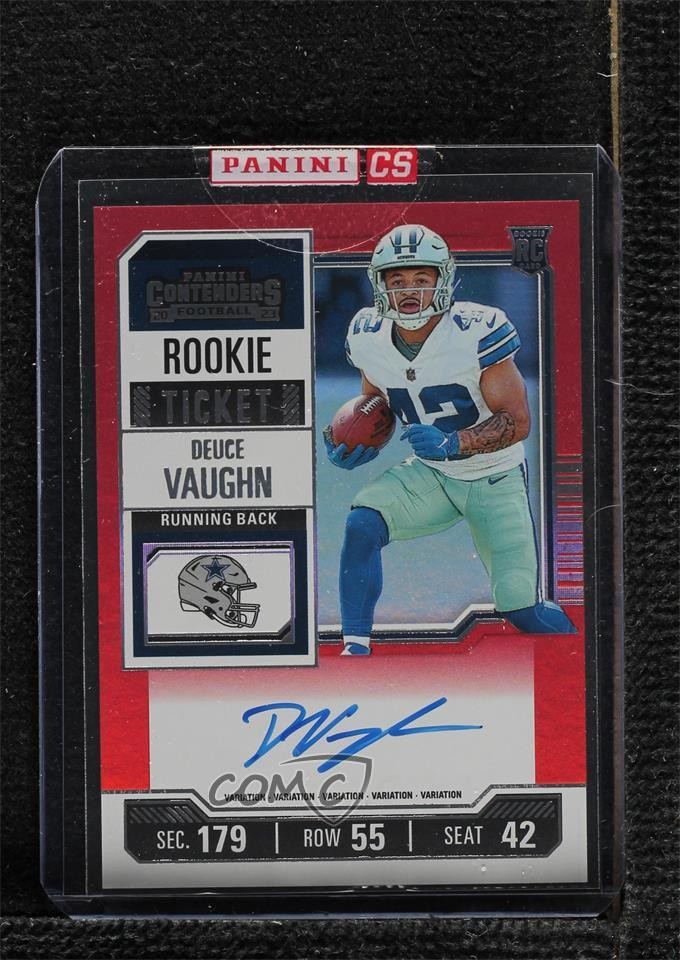 2023 Panini Contenders FOTL Red Zone Ticket Deuce Vaughn #108 Rookie Auto RC ym9