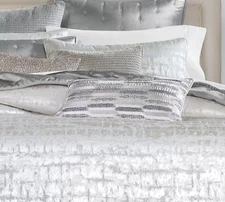 Hudson Park "Woven Shibori" Euro Shams, Set Of 2, Silver, Textured, NWT!